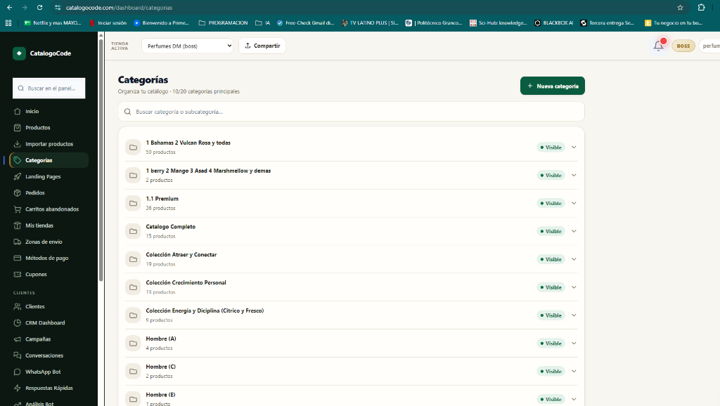 Gestion de categorias