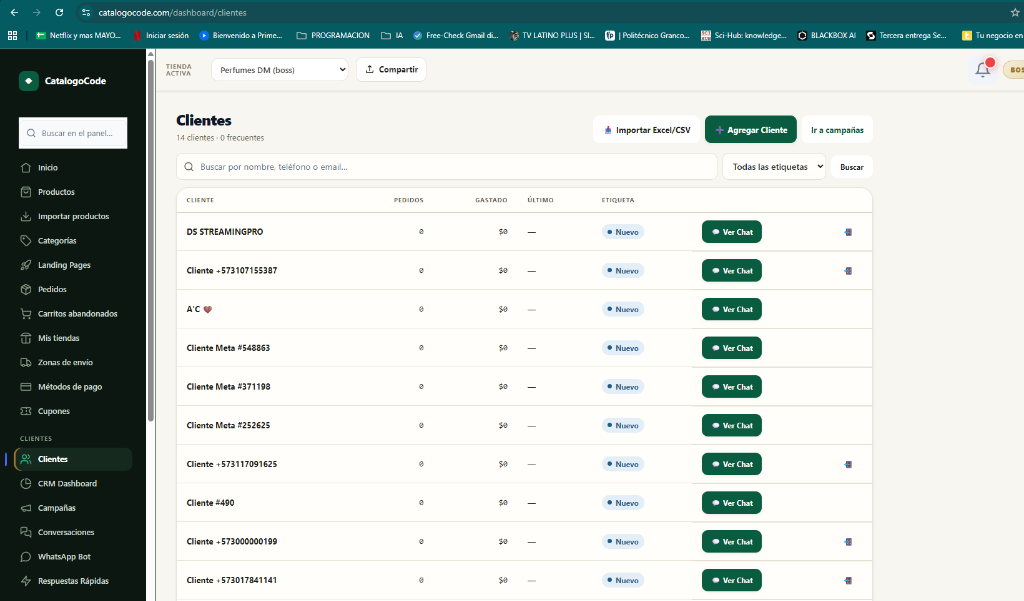 Lista de clientes