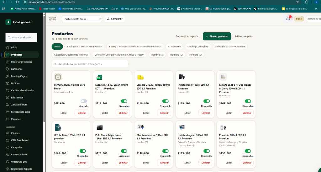 Lista de productos